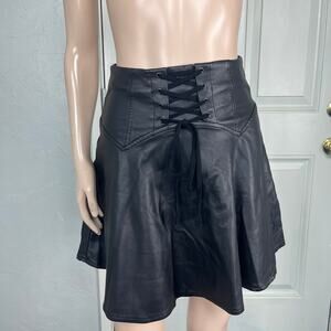 Killstar Black Lace-Up Midi Skirt